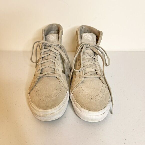 Vans Square Perf SK8-Hi Slim Cutout DX Gray Leather Skate Shoes - Picture 3 of 7